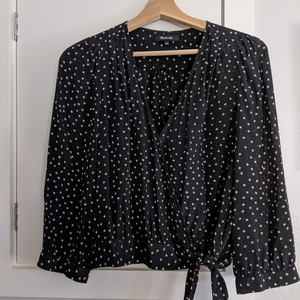 Madewell Silk Wrap Top in Star Scatter L